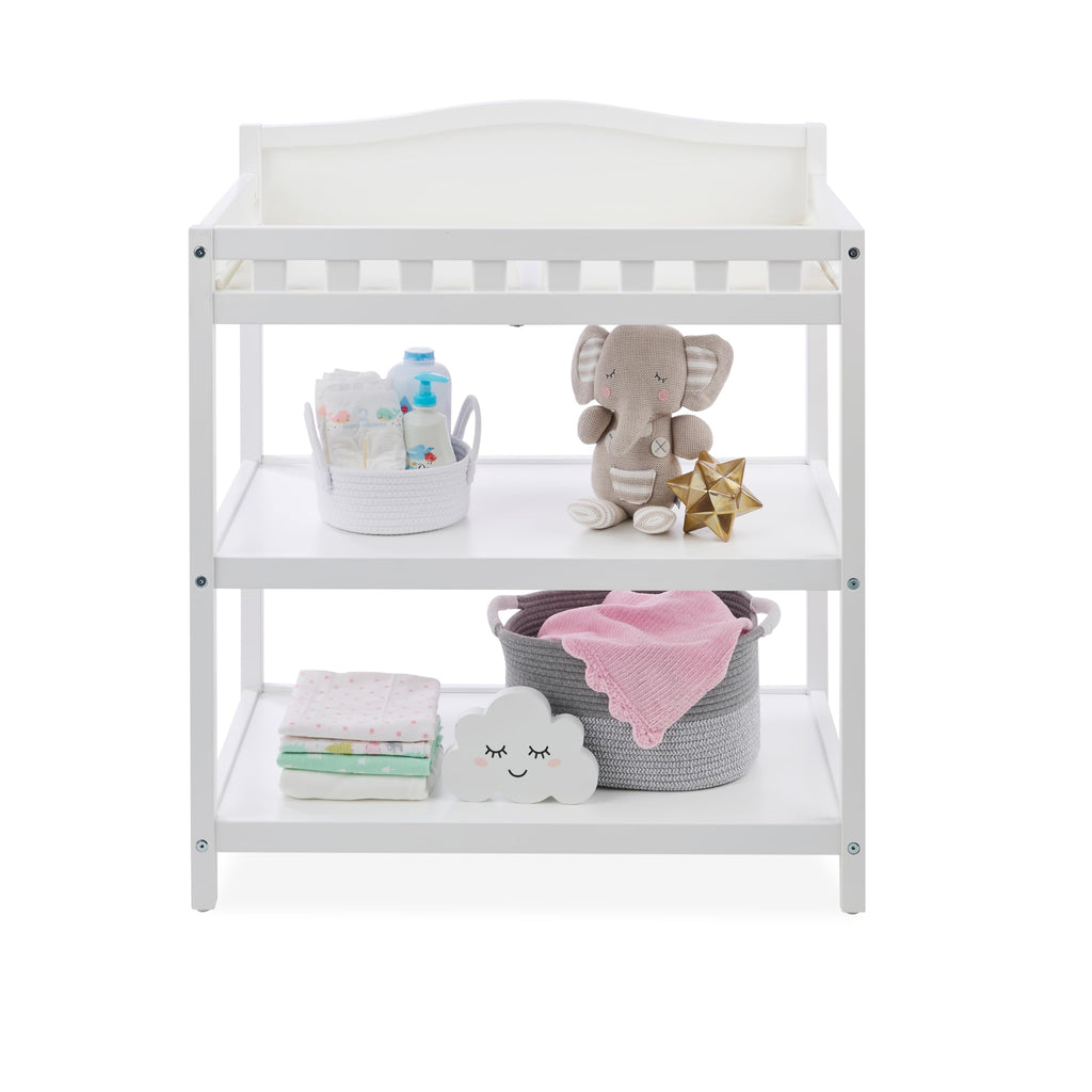 White Baby Changing Table with Pad & Storage Shelves B237315