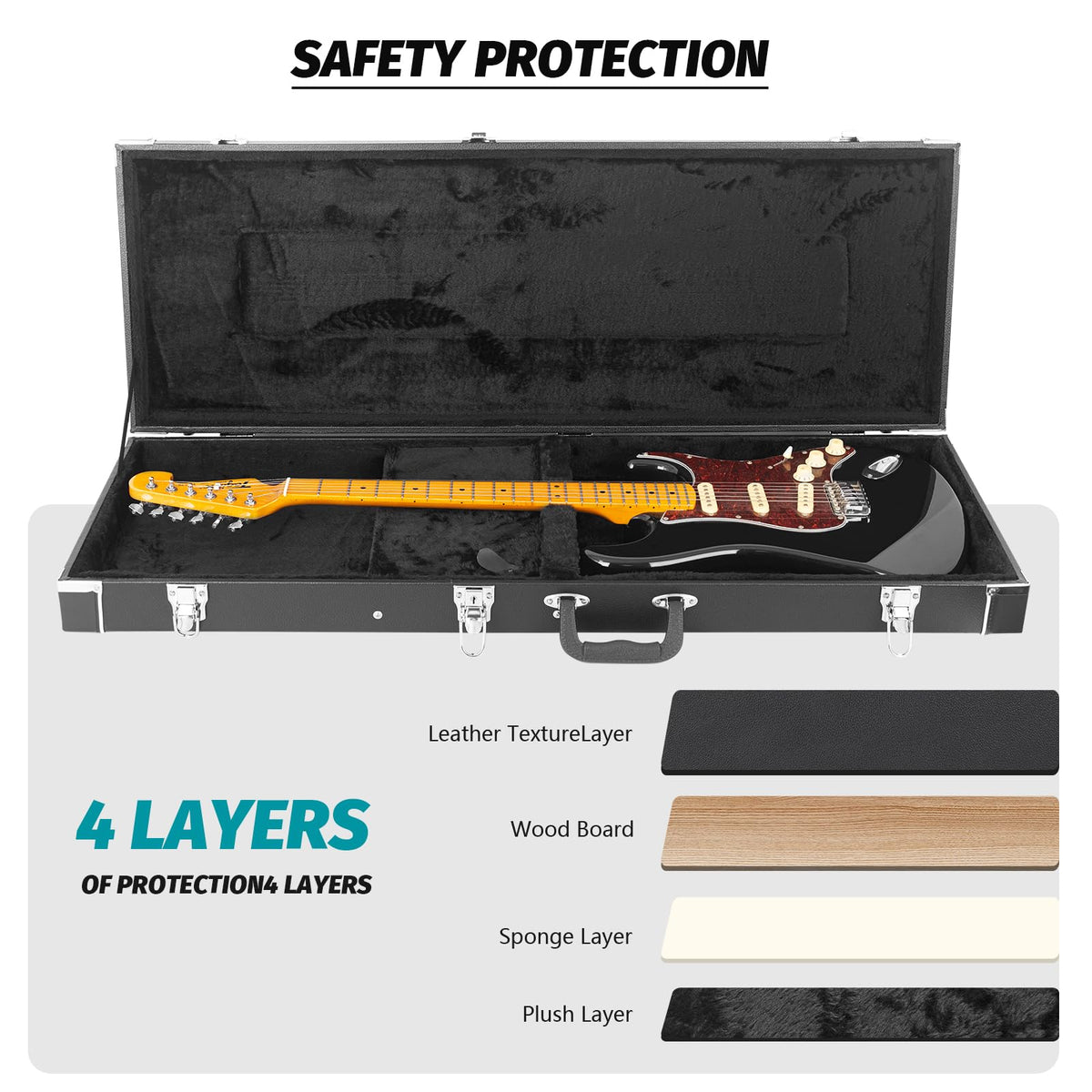 39-Inch Electric Guitar Hard Shell Case with Lock Latch E4770