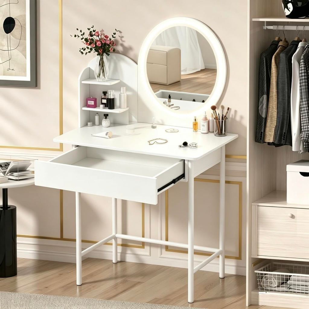 Vanity Desk with Mirror and LED Lights D99729