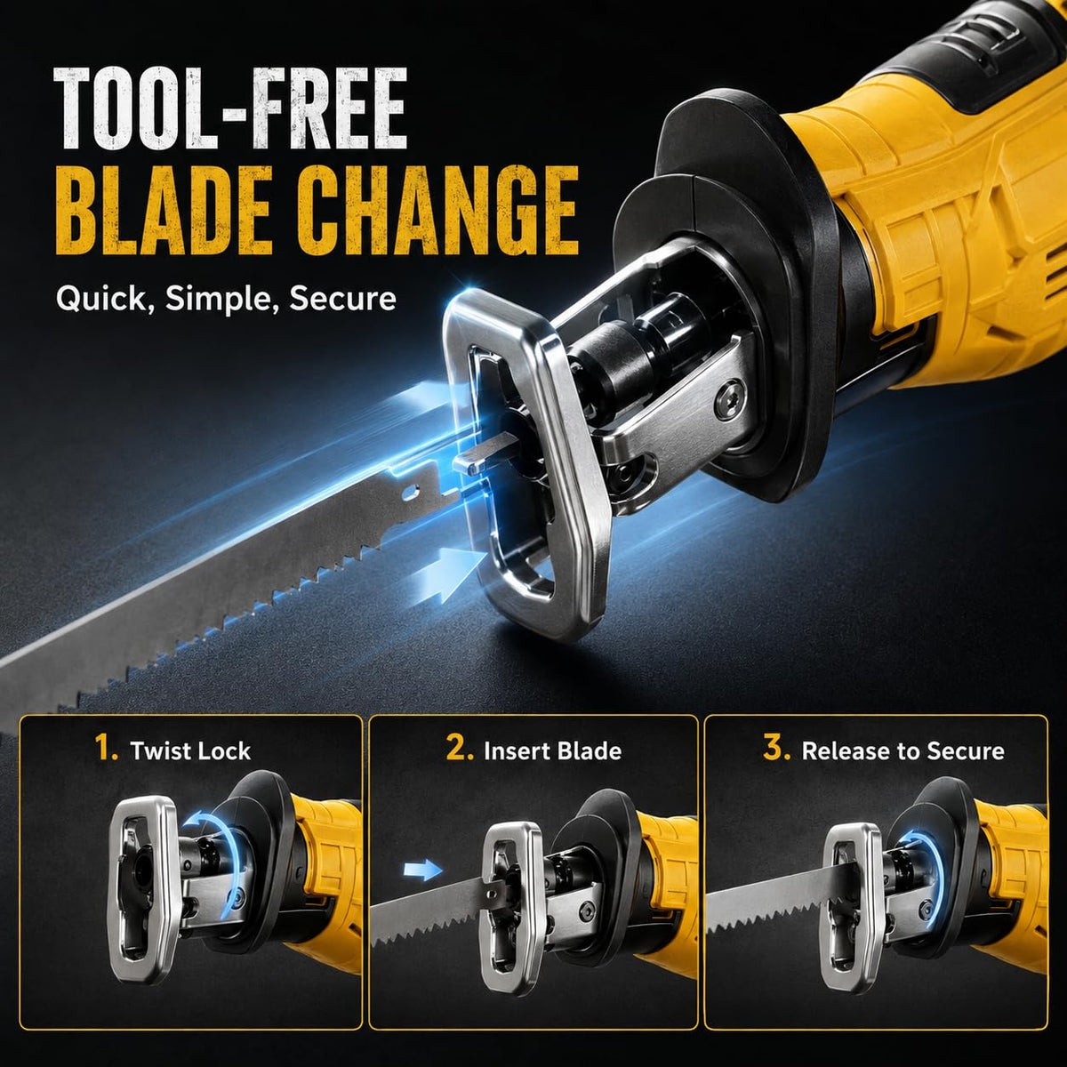 Cordless Reciprocating Saw with 4 Blades P98911