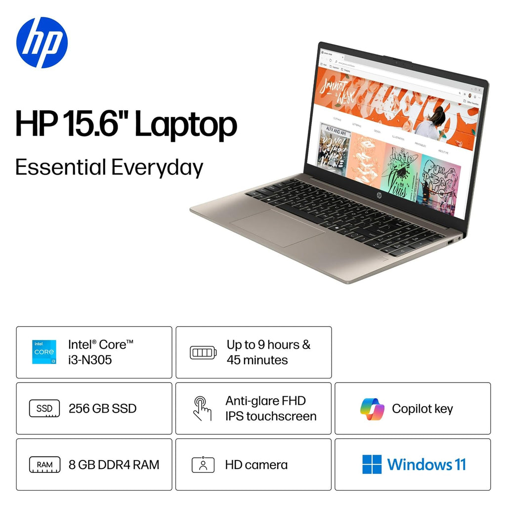 15.6 inch FHD IPS Touchscreen Laptop, Intel Core i3-N305, 8GB DDR4 RAM, 256GB SSD V79670