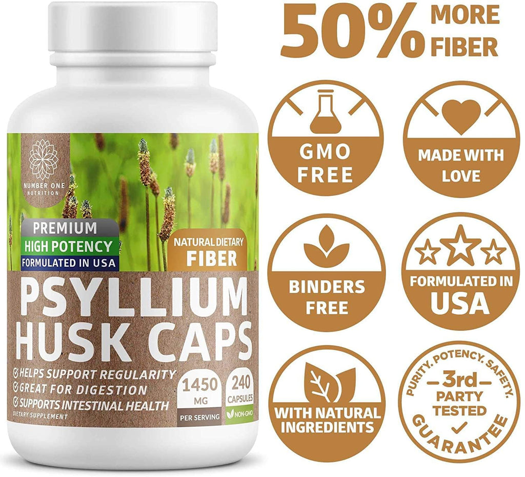 Psyllium Husk Capsules 1450mg 240 Caps I5093