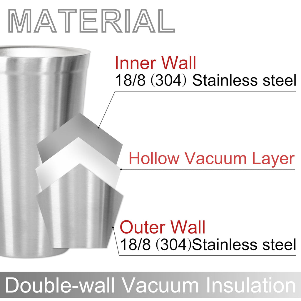 Stainless Steel Double Walled Insulated Cups Set of 2 Stackable 16oz C3104