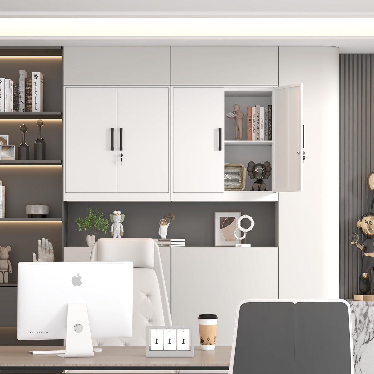 White Metal Wall Cabinet with Adjustable Shelf E3764