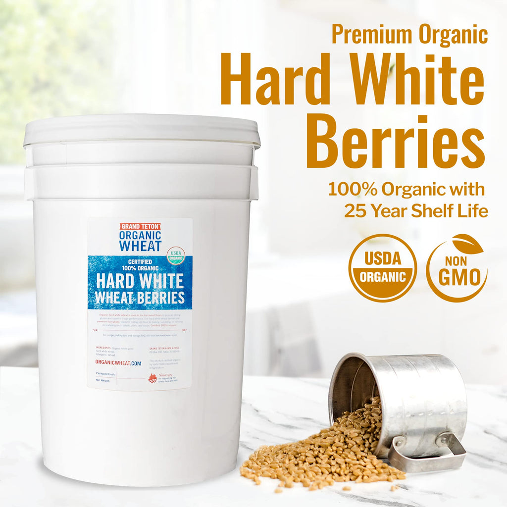 100% Organic Hard White Wheat Berries 43 lbs F325479