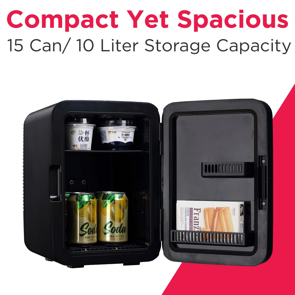 10L Brushed Black Stainless Mini Personal Fridge Cooler K650780