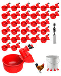 30 Packs Large Automatic Poultry Water Feeder Cups with Tee Fittings J843