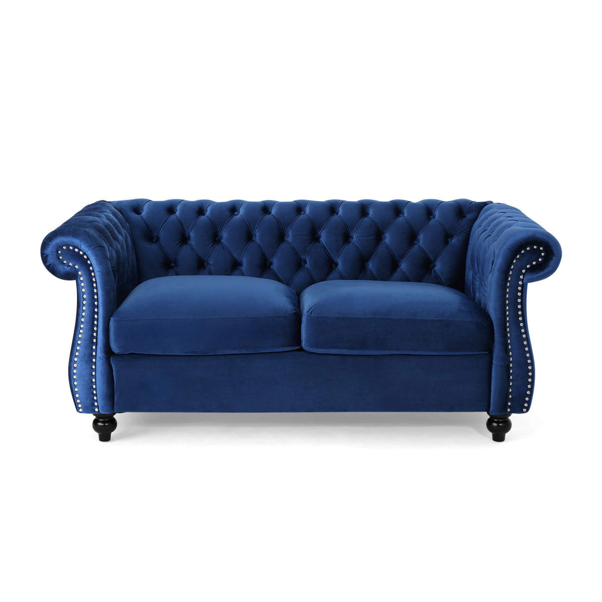 Navy Blue Velvet Tufted Chesterfield Sofa M4707