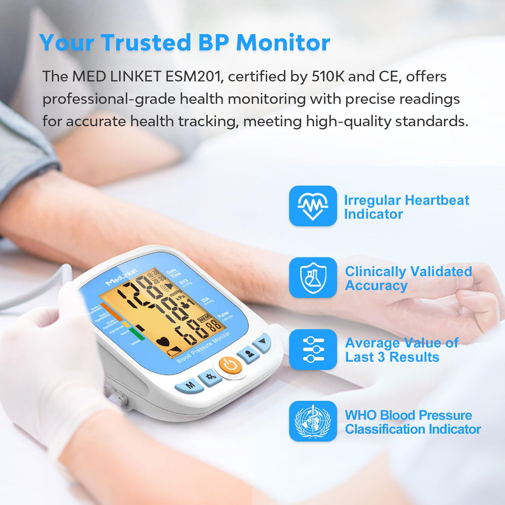 Blood Pressure Monitor with Adjustable Cuff and Backlit Display V207935