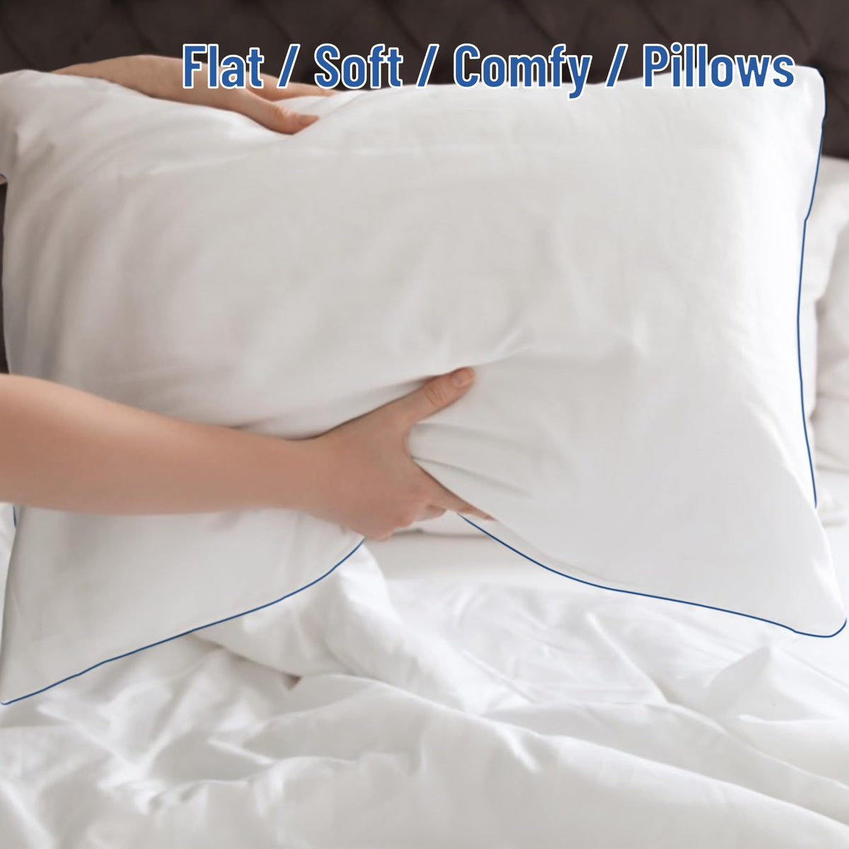 Soft Thin Standard Size Pillows Set of 2 with Down Alternative Fill White G17800