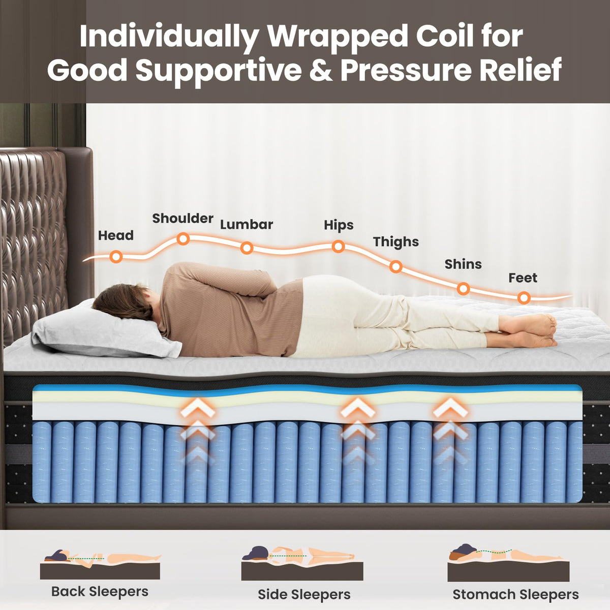 12 Inch Medium Firm Queen Hybrid Mattress V5756