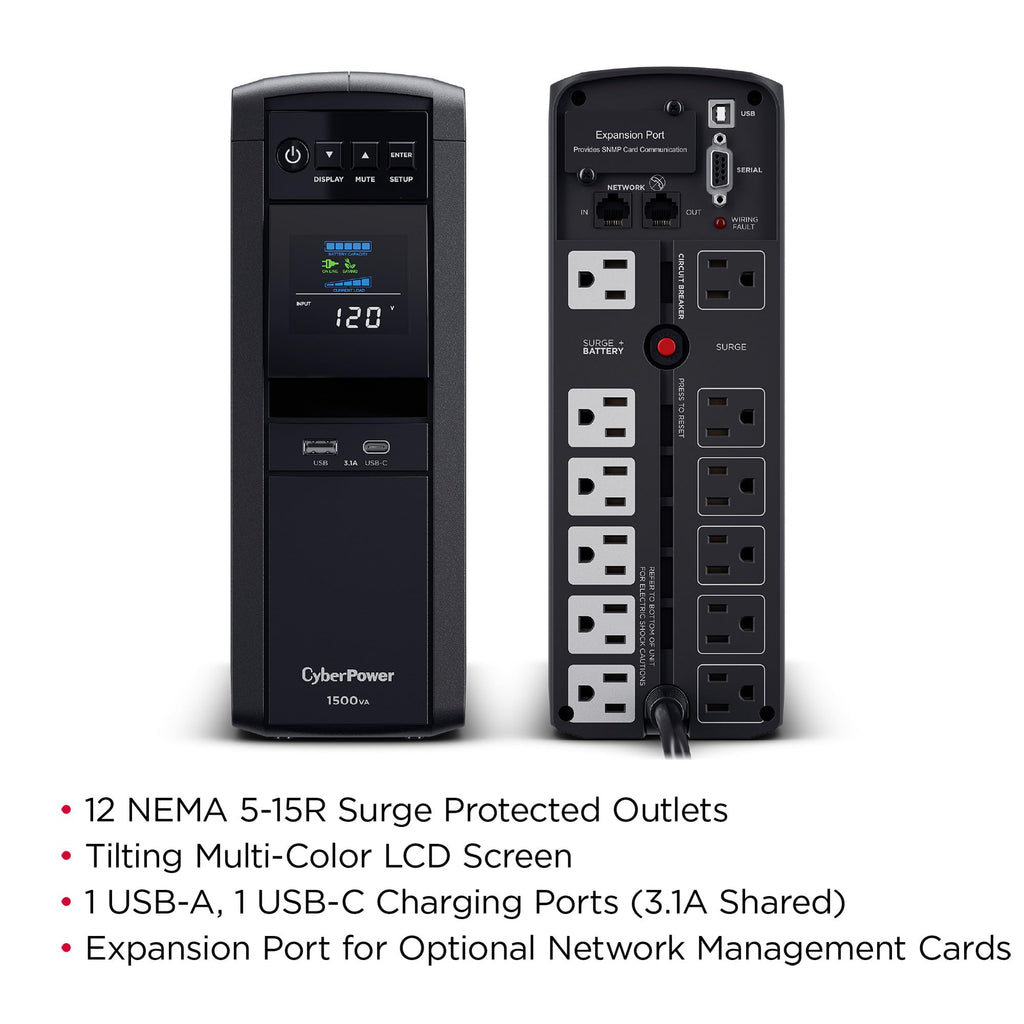 1500VA/1000W 12 Outlets Mini Tower UPS System D394