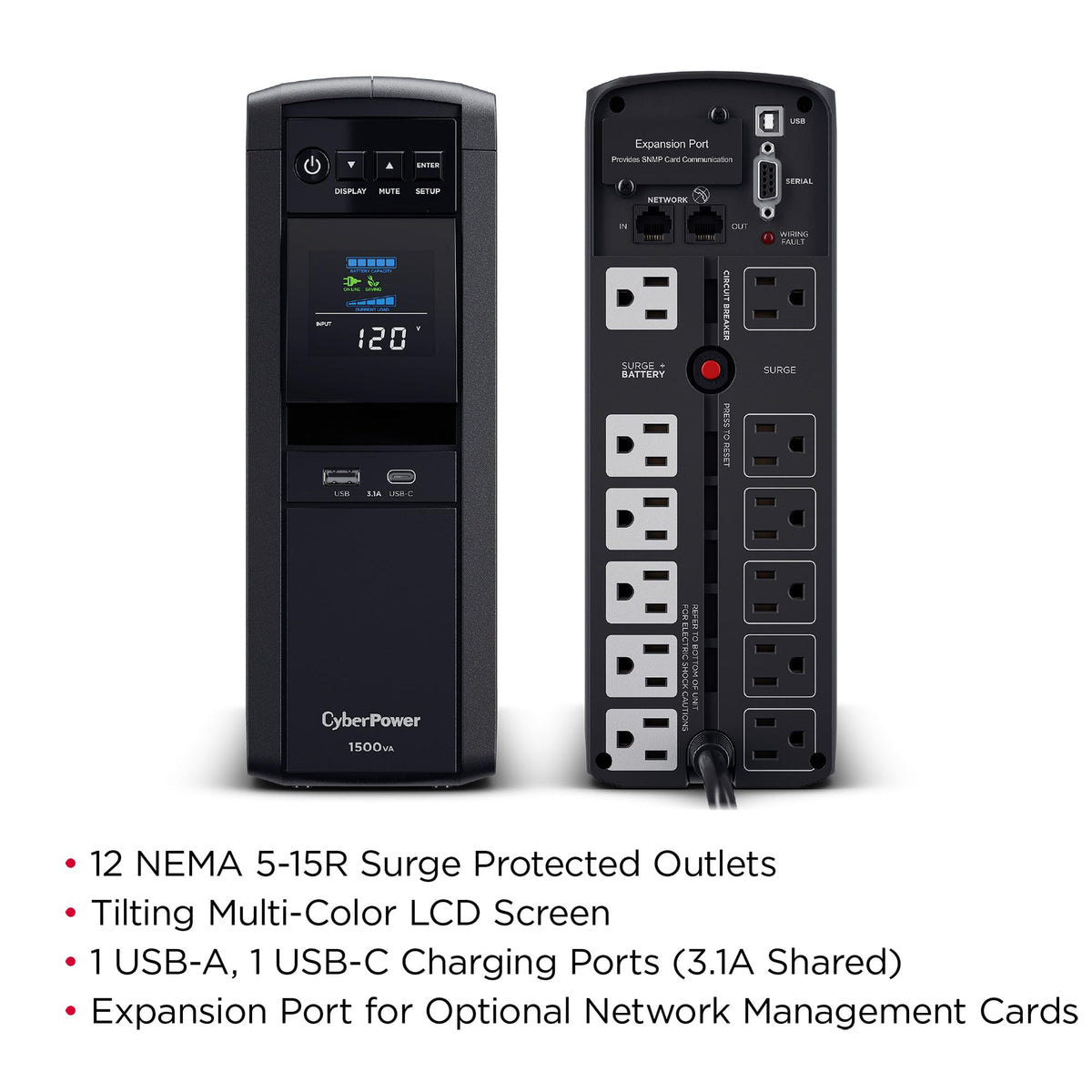 1500VA/1000W 12 Outlets Mini Tower UPS System D394