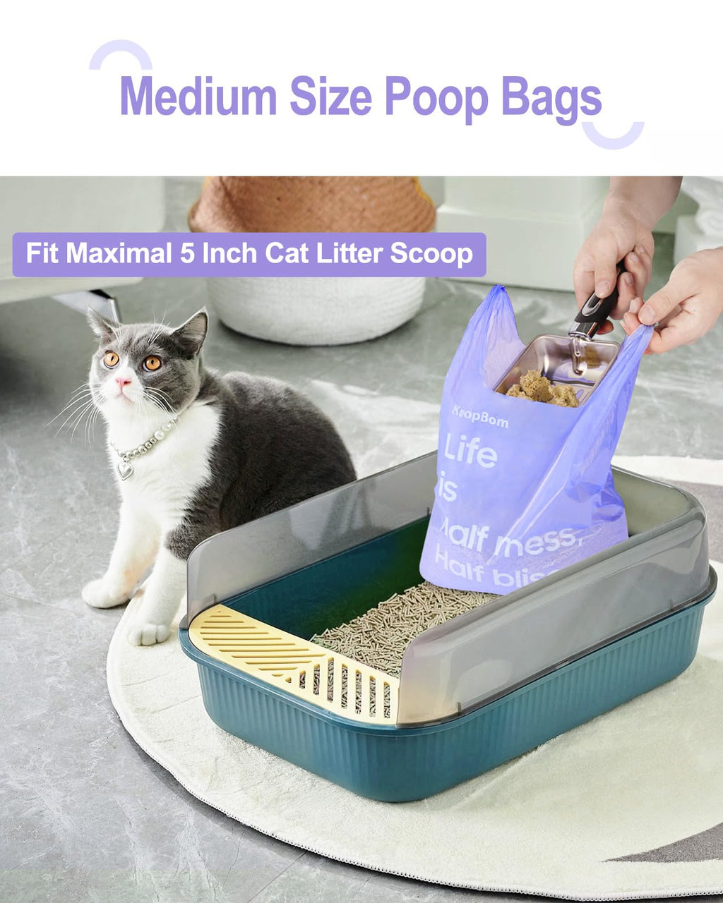 125 Count Lavender Scented Cat Litter Bags with Handles V4083