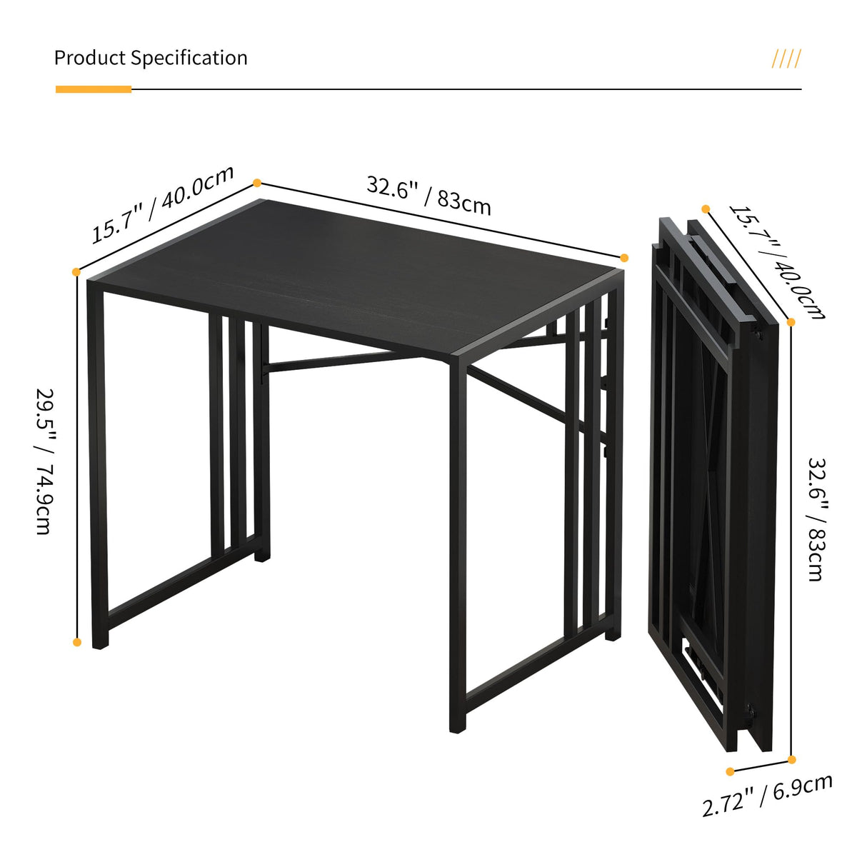 Folding Computer Desk 32 inch Black R3847