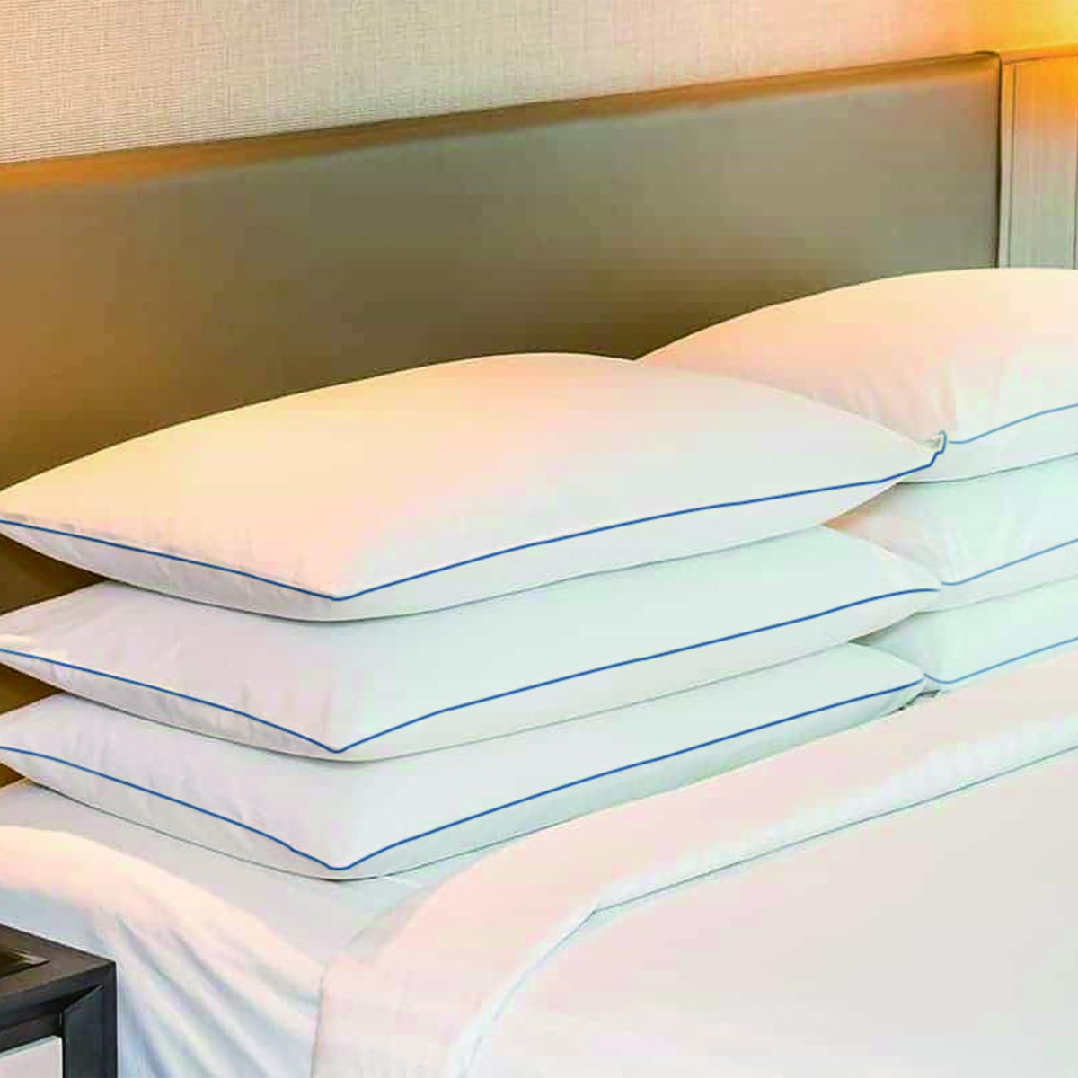 Soft Thin Standard Size Pillows Set of 2 with Down Alternative Fill White G17800