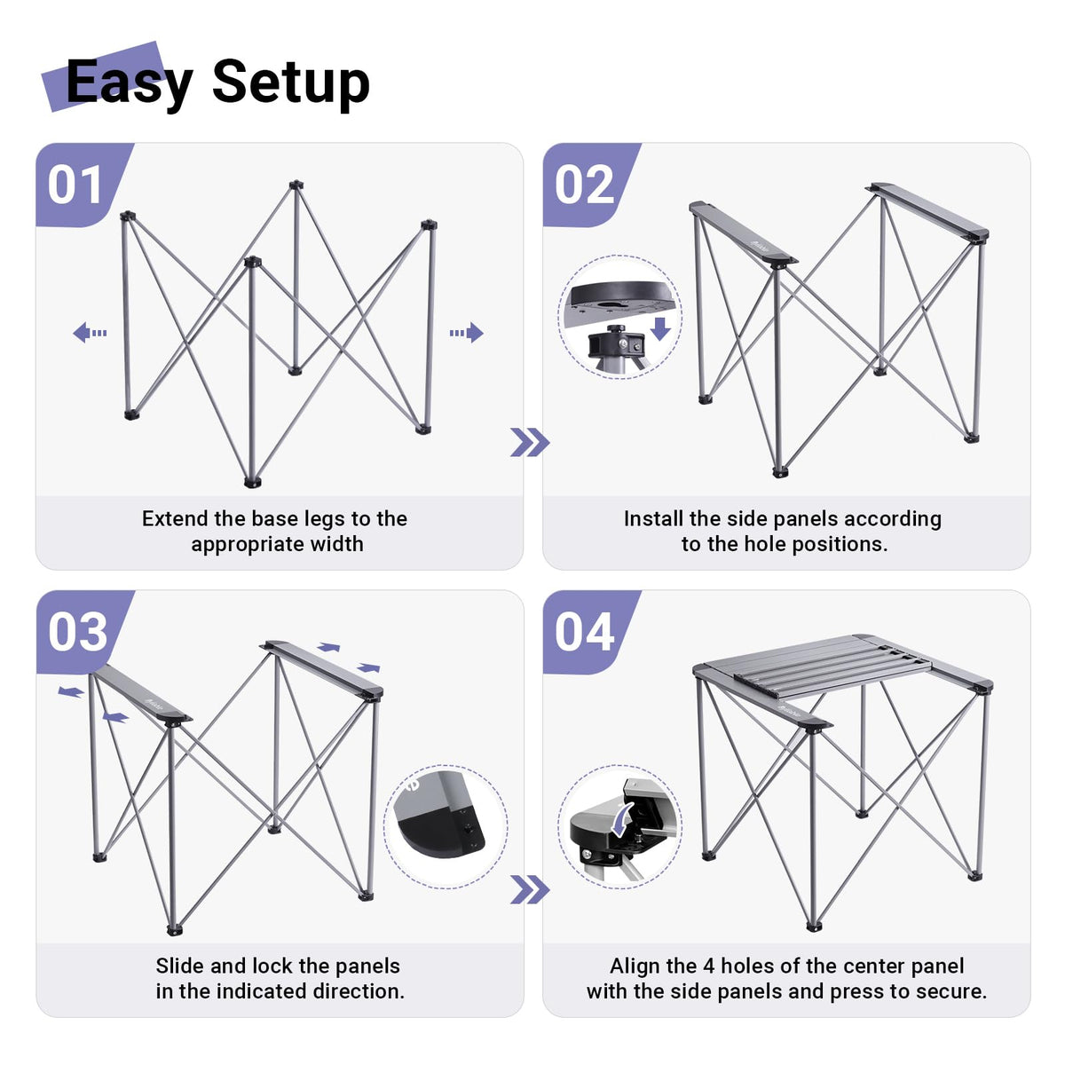 Camping Square Folding Aluminum Table W2602