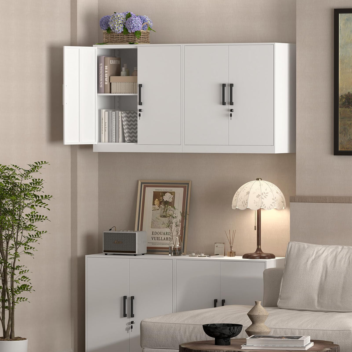 White Metal Wall Cabinet with Adjustable Shelf E3764