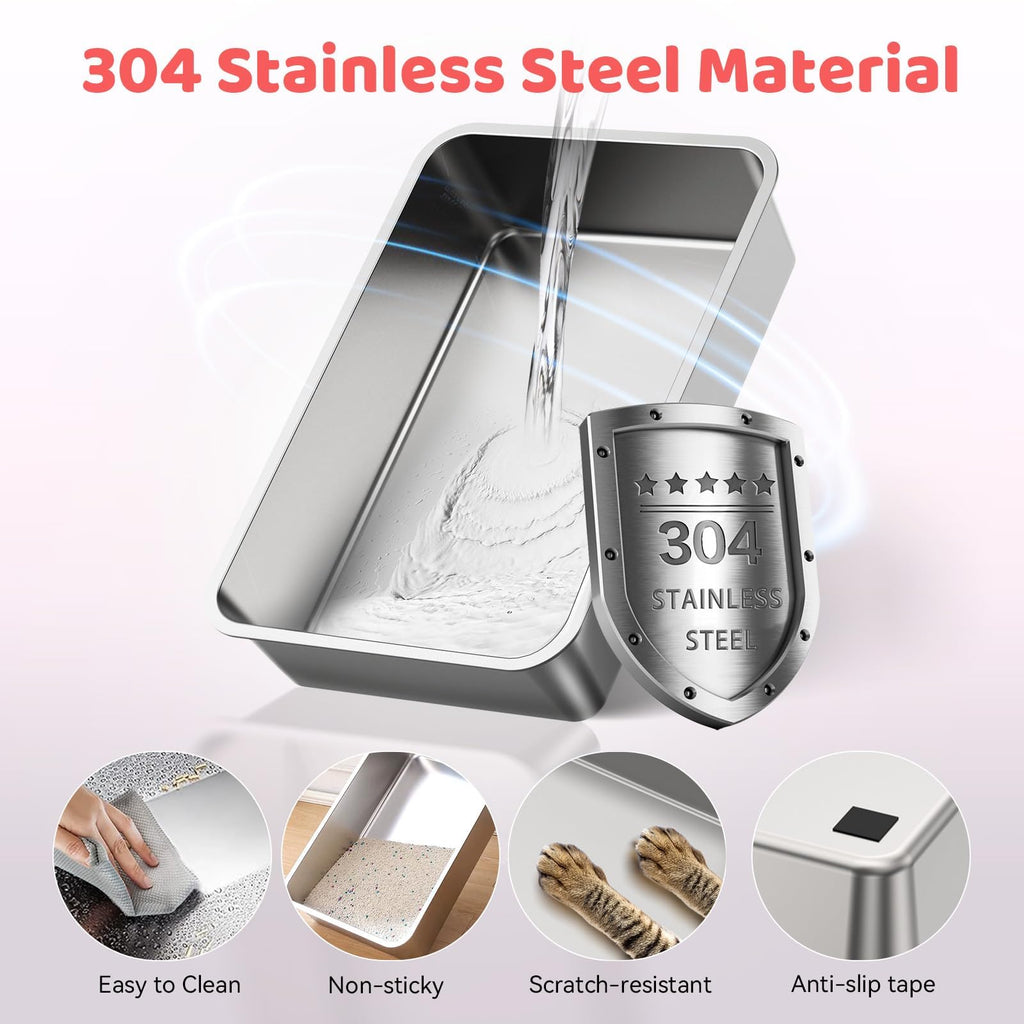 XL Stainless Steel Cat Litter Box with Lid A364