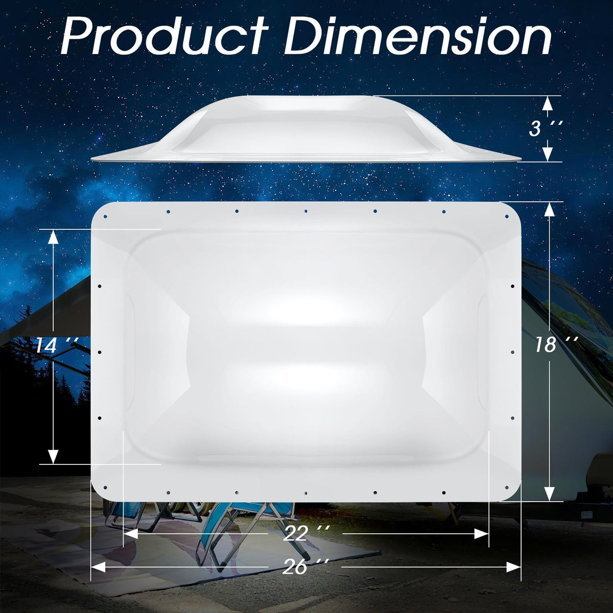 18" x 26" RV Skylight Replacement Outer Dome J639