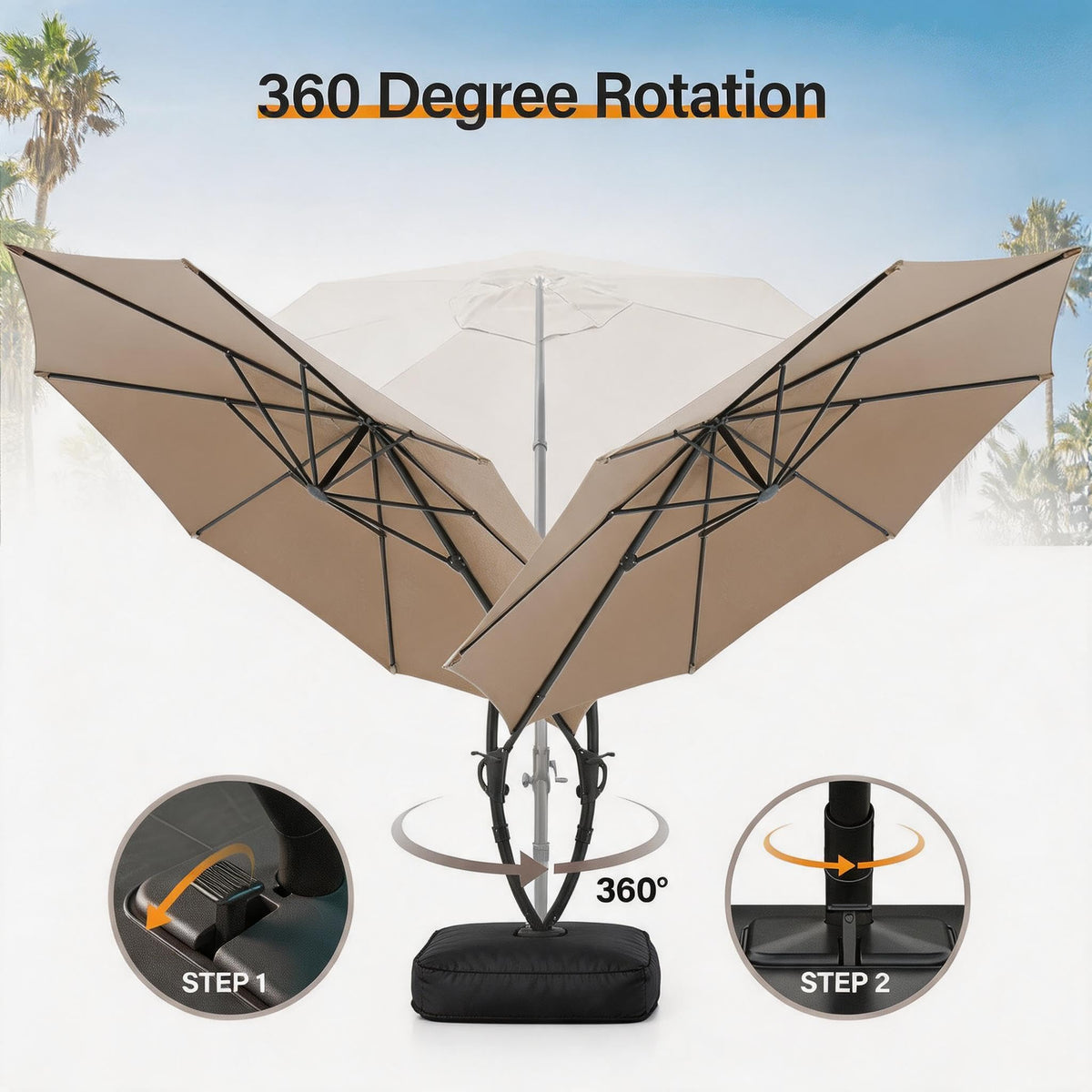 Patio Cantilever Umbrella with Base K799