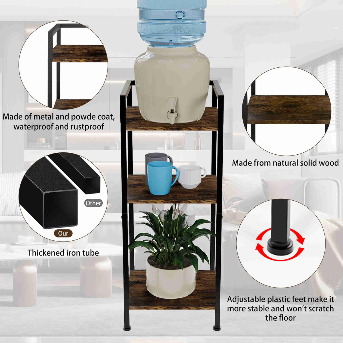 5 Gallon 3-Tier Metal Water Dispenser Stand P666