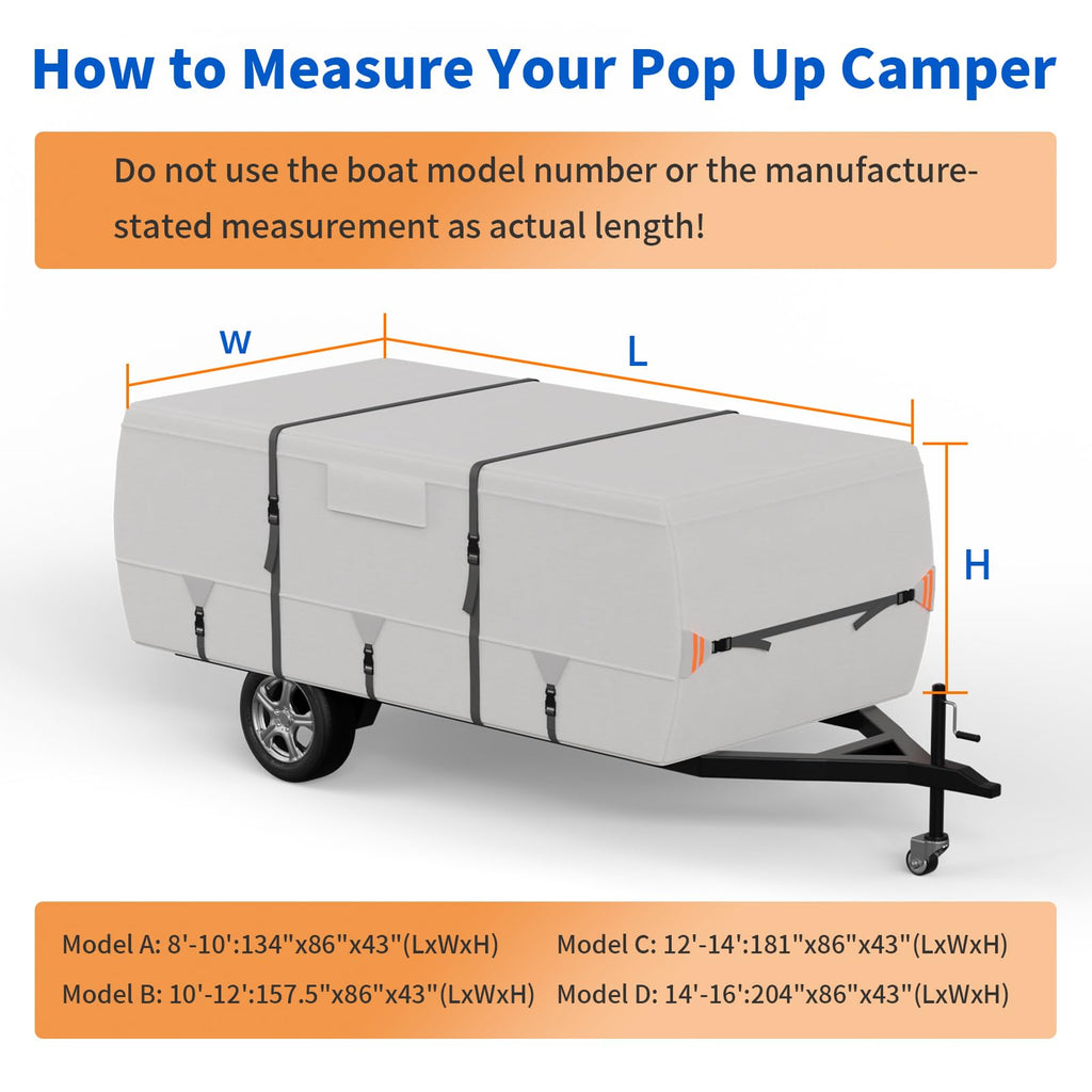 900D Oxford Waterproof Pop Up Camper Tent Trailer Cover, 14-16ft Q562