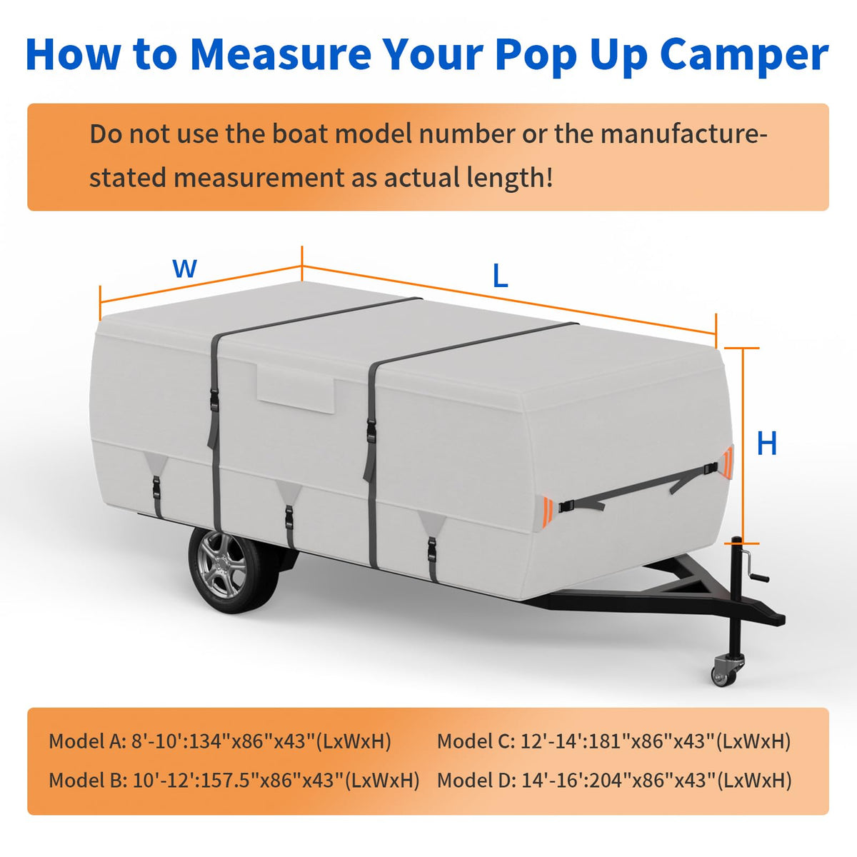 900D Oxford Waterproof Pop Up Camper Tent Trailer Cover, 14-16ft Q562