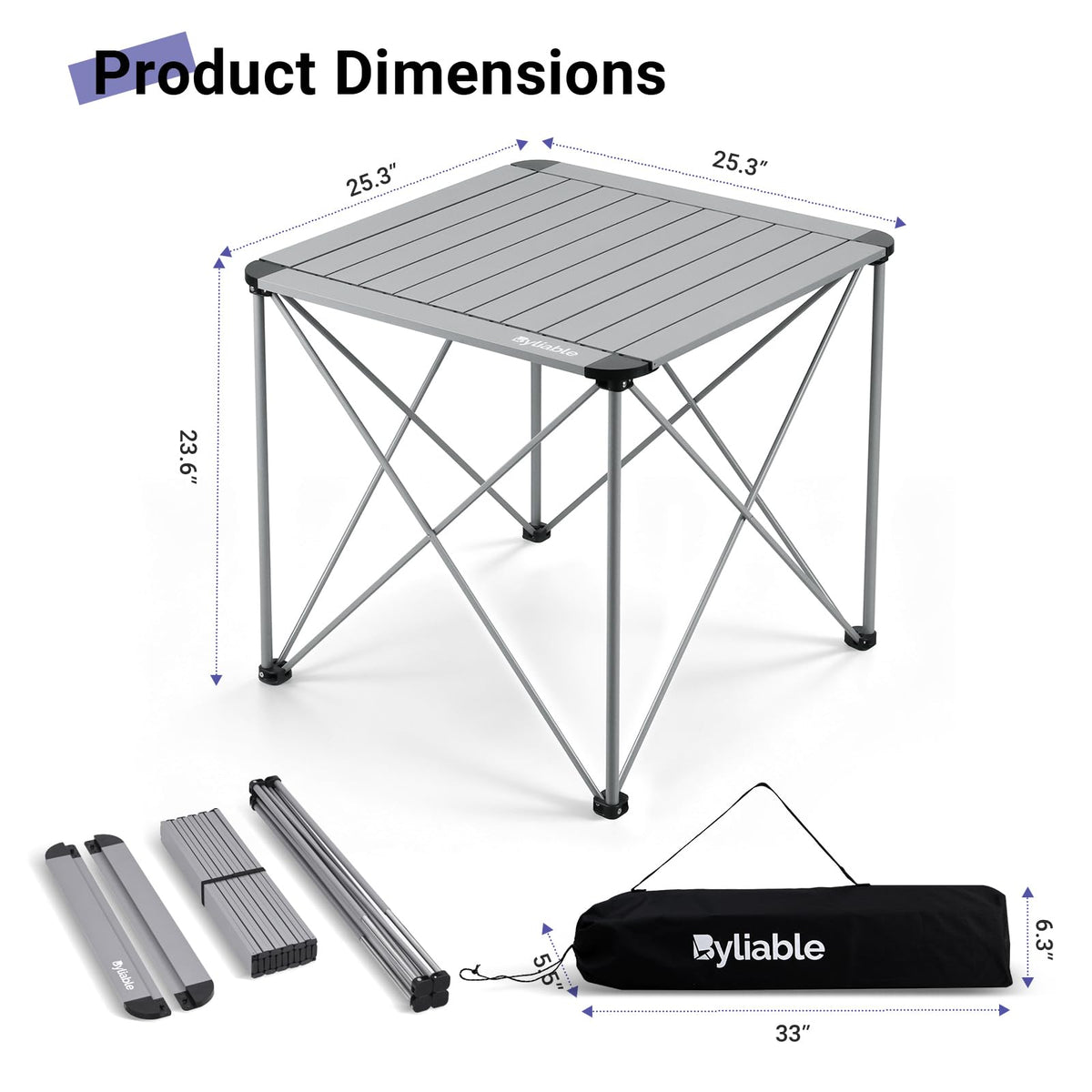 Camping Square Folding Aluminum Table W2602