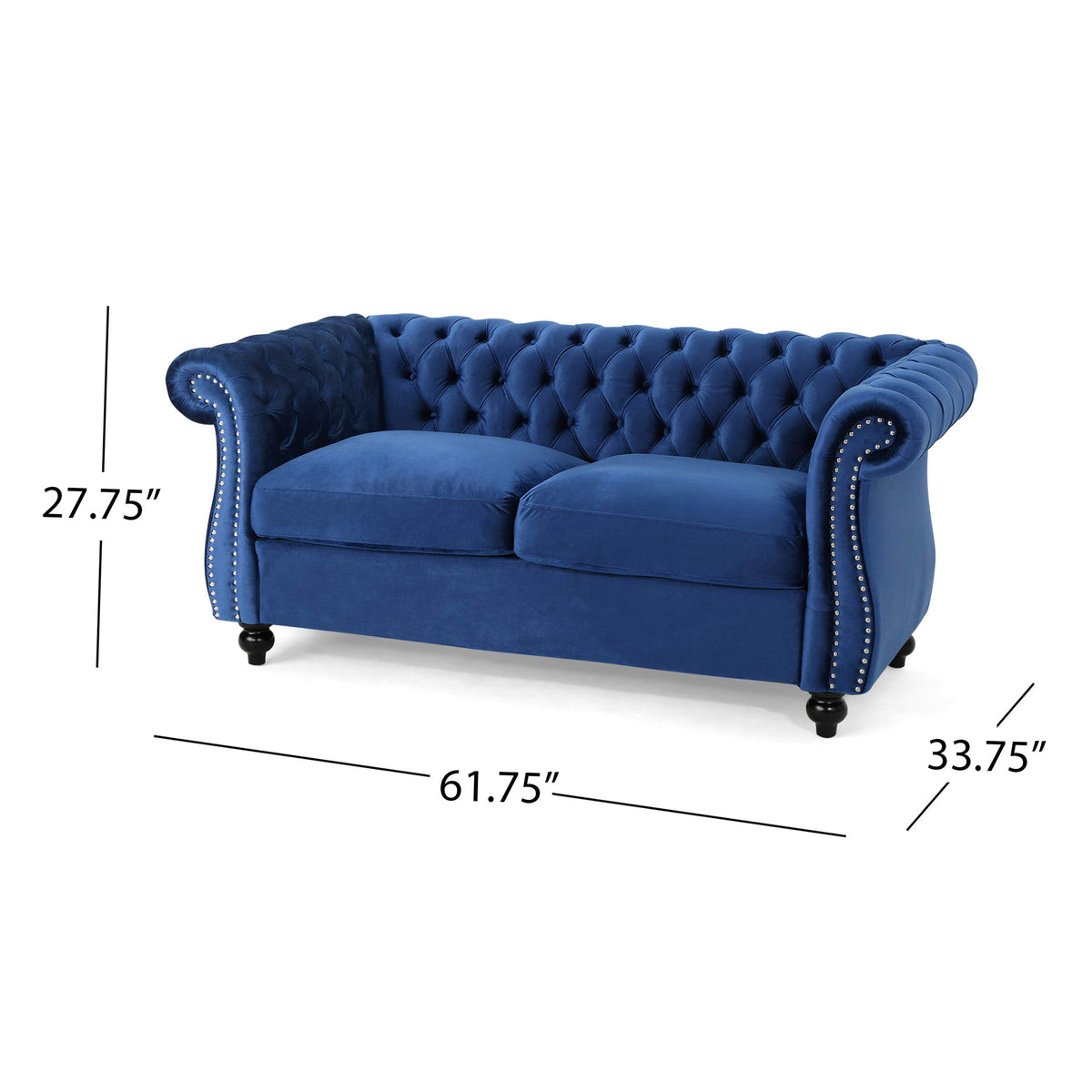 Navy Blue Velvet Tufted Chesterfield Sofa M4707