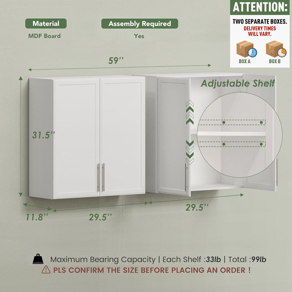 White Wall Cabinet with Adjustable Shelf Q4532