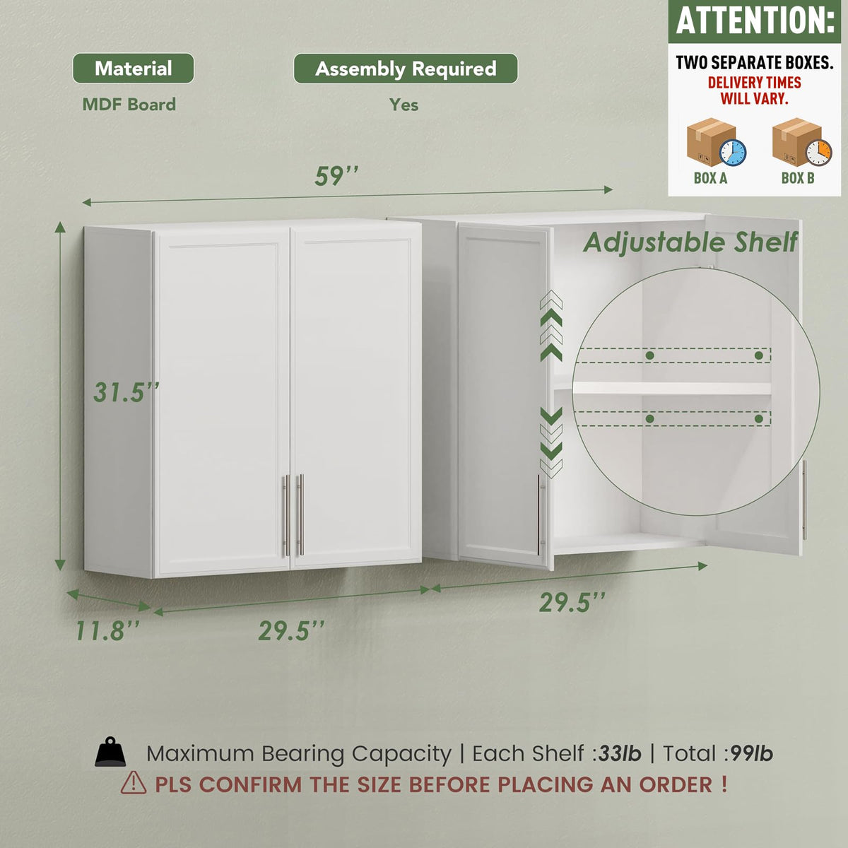 White Wall Cabinet with Adjustable Shelf Q4532