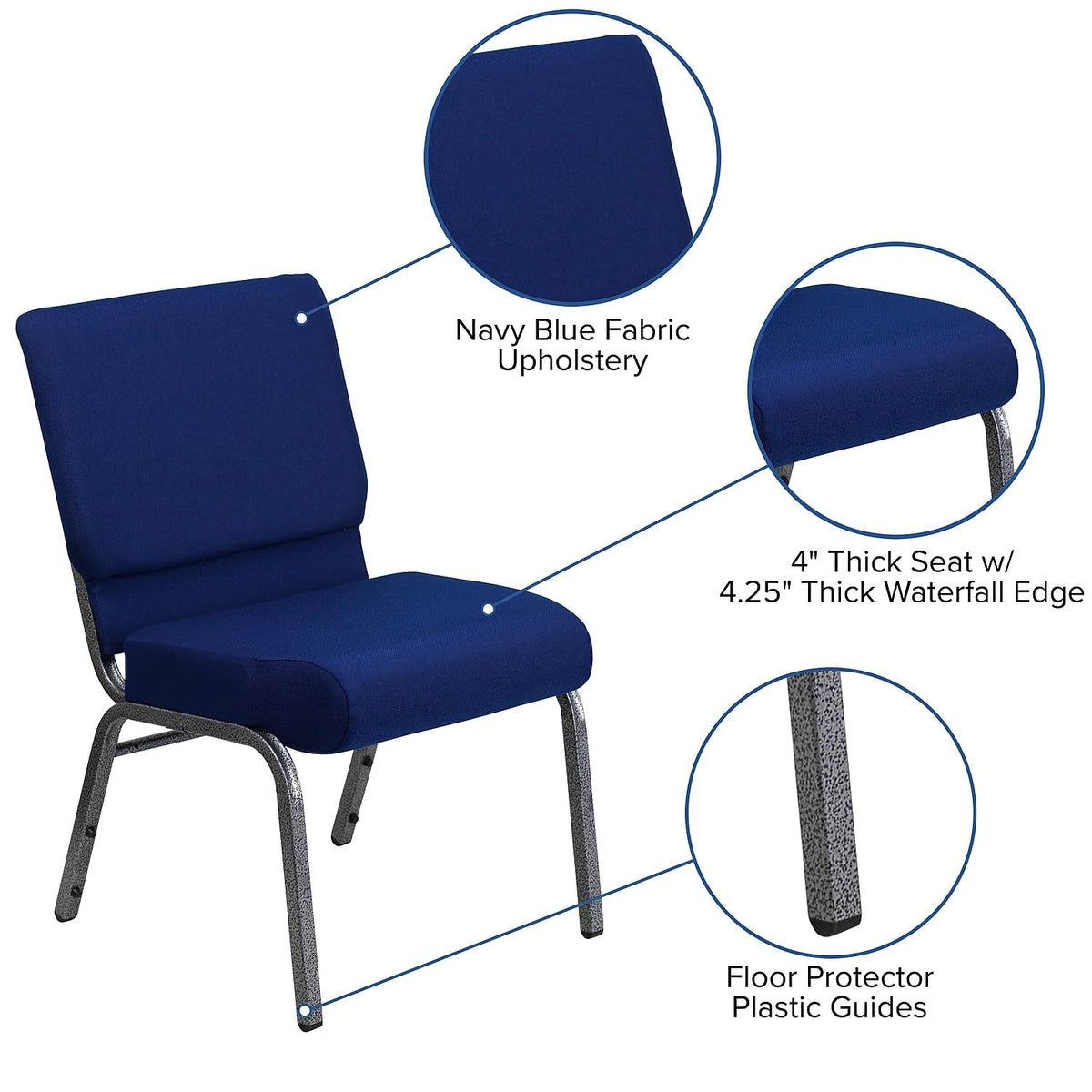 Navy Blue Fabric Stacking Chair 4 Pack Q192914