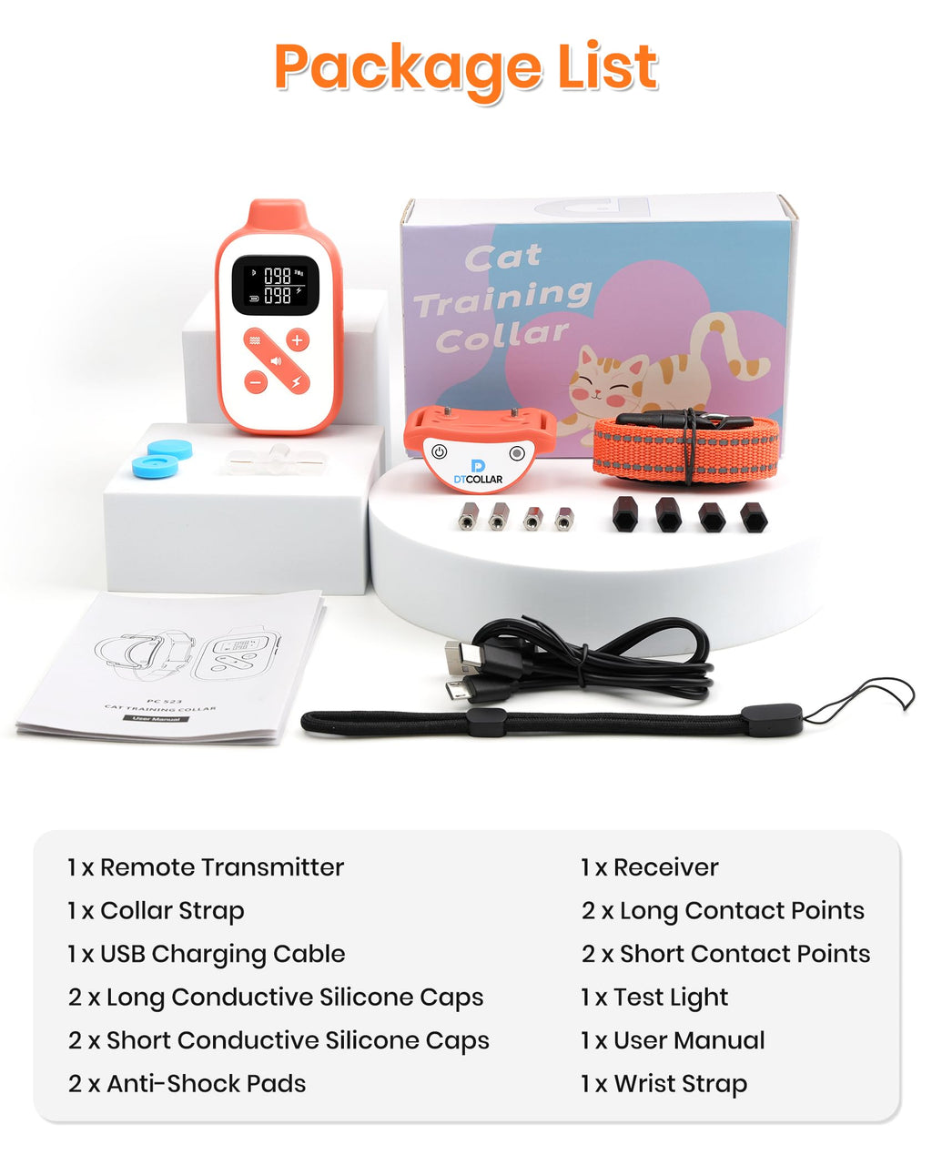 Lightweight Waterproof Cat Training Collar with Remote Q494