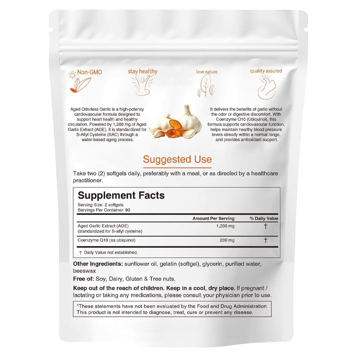 1200mg Odorless Aged Garlic Extract Softgels with CoQ10 T559045