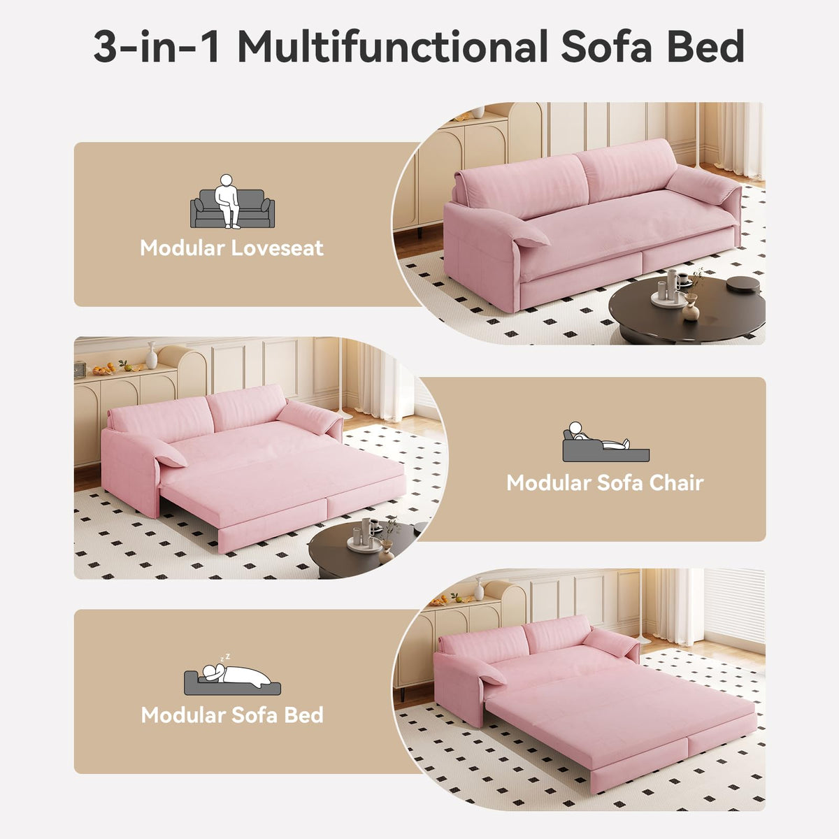 Queen Size Velvet Sleeper Sofa Bed U23132