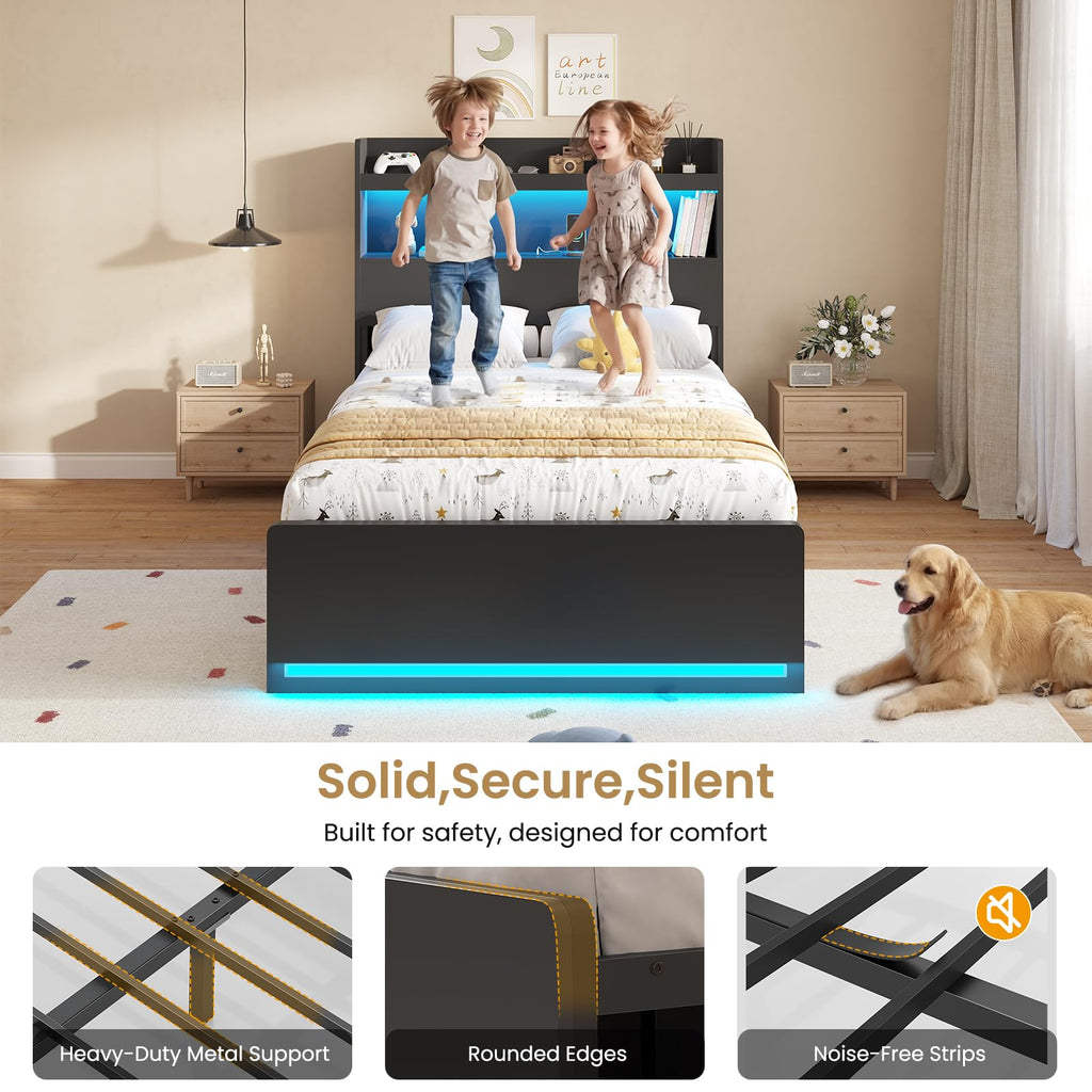Twin Size Storage Bed Frame with 5 Drawers M46179