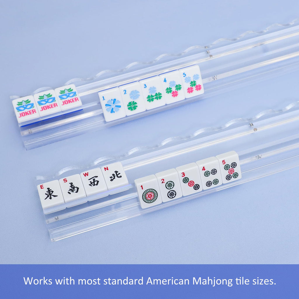 4-Pack Clear Acrylic Mahjong Racks with Pushers 19.7" U46587