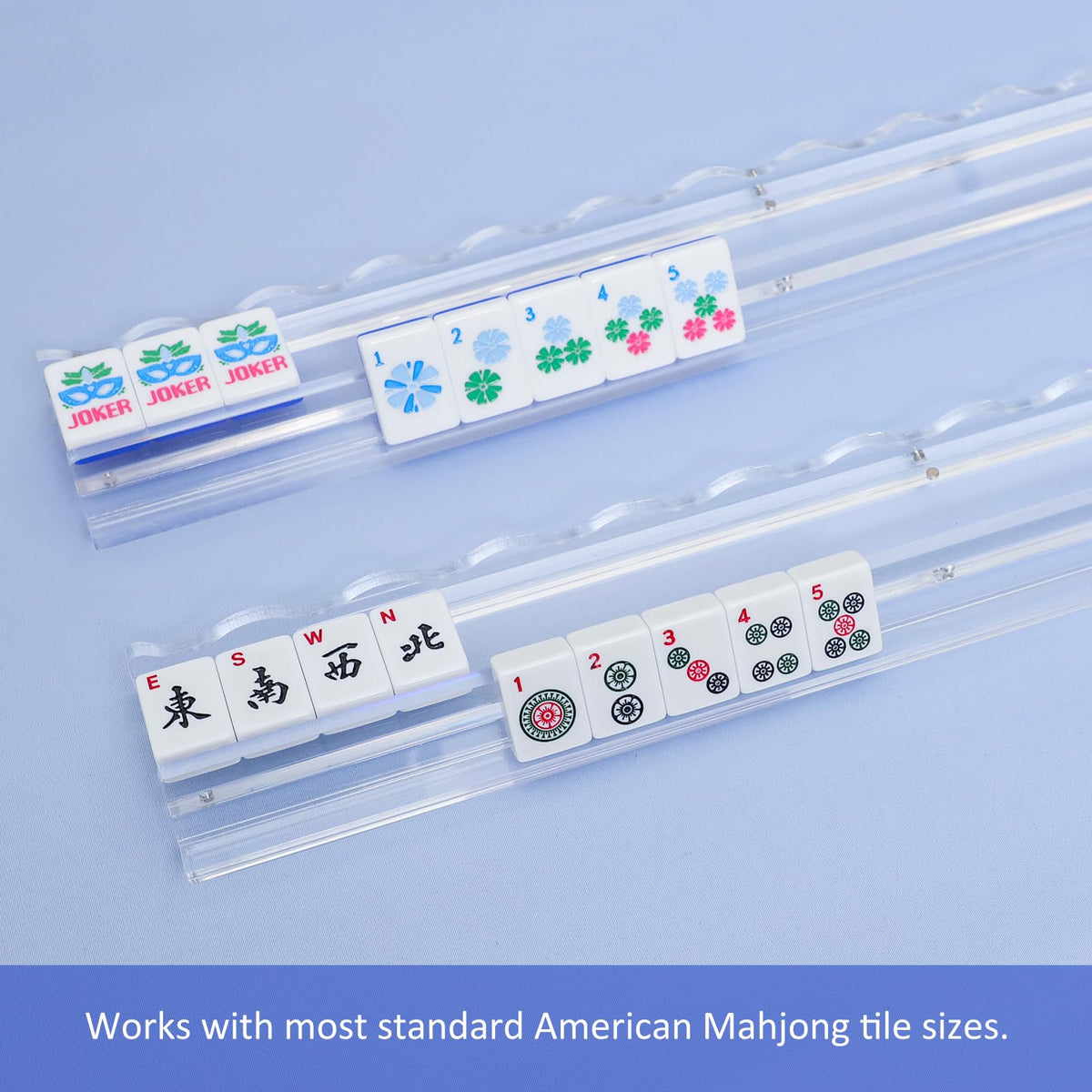 4-Pack Clear Acrylic Mahjong Racks with Pushers 19.7" U46587