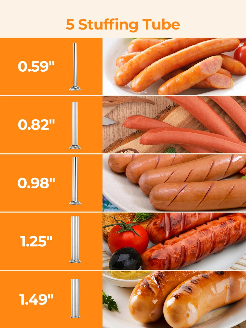 7LBS / 3L Dual Speed Sausage Stuffer with 5 Stuffing Tubes I63008