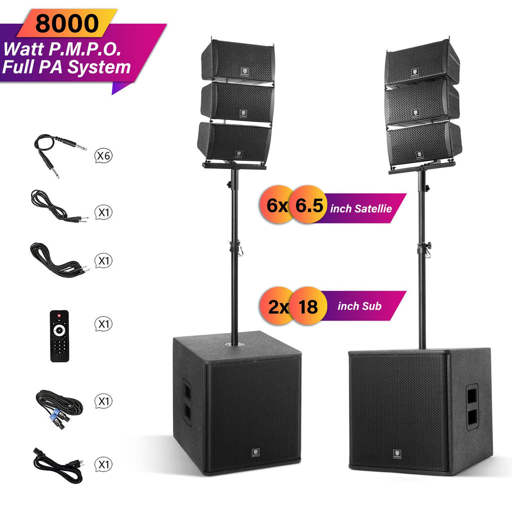 Powered PA Speaker System 6 Line Array Speakers 2PCS 18 Inch Subwoofers X33317