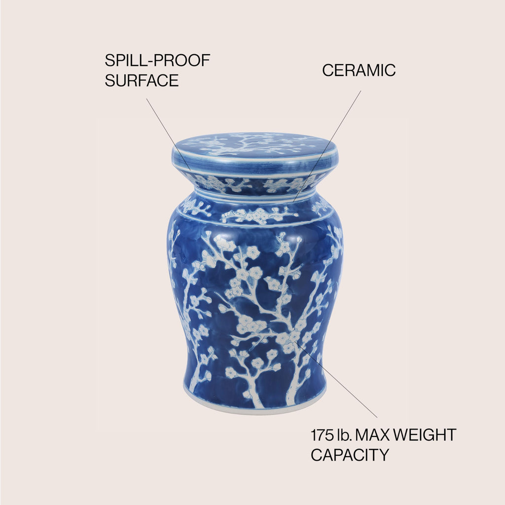 Ceramic Garden Stool 18" Side Table O739