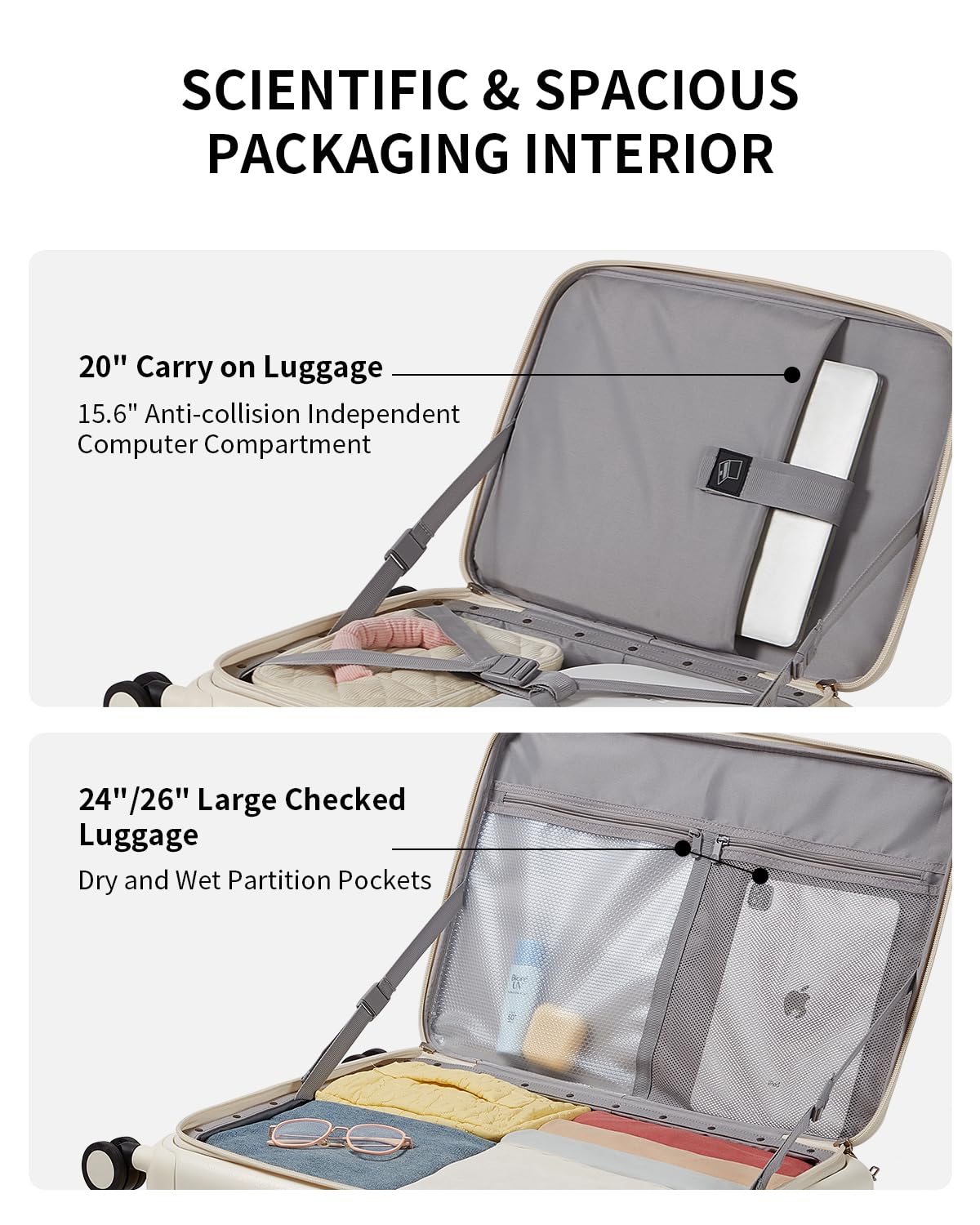 20 Inch Lightweight Hardside Carry On Luggage with Spinner Wheels K874
