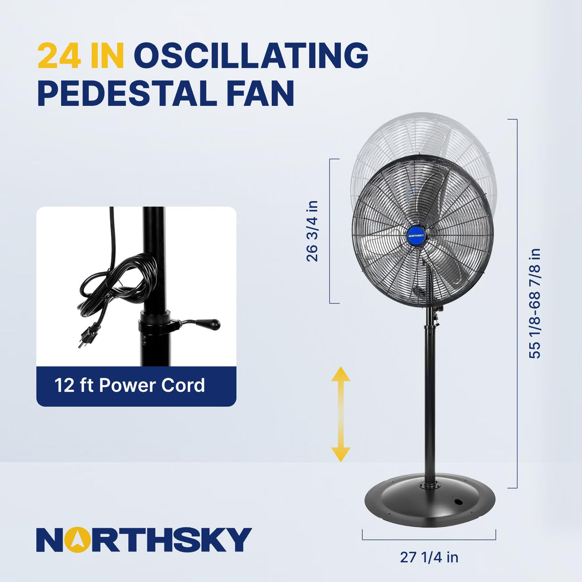 24 Inch 2 Speeds Pedestal Fan X587