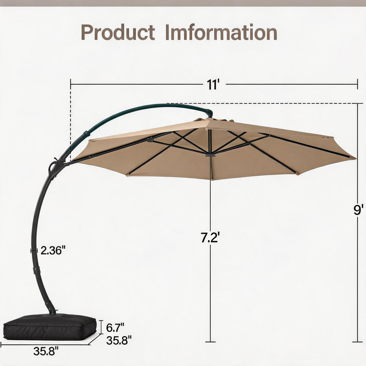 Patio Cantilever Umbrella with Base K799