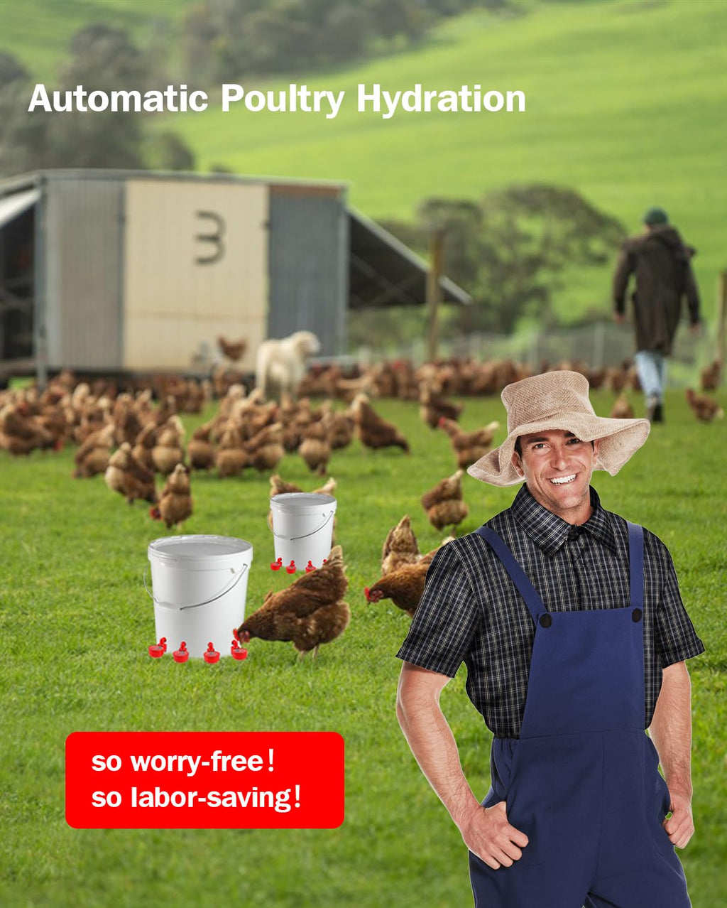 30 Packs Large Automatic Poultry Water Feeder Cups with Tee Fittings J843