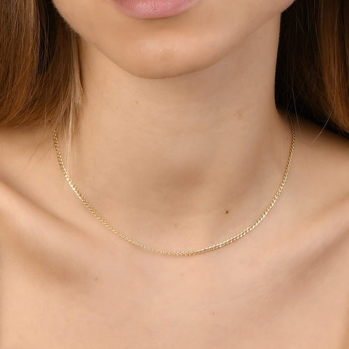 18K Solid Gold Cuban Curb Link Chain Necklace O180768