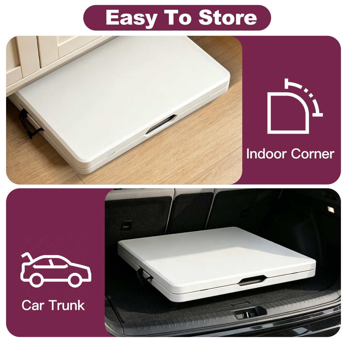 6FT White Folding Plastic Utility Table with Carrying Handle Z893