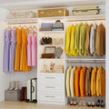 White Closet System with 3 Wood Drawers and Hanging Rods C125634