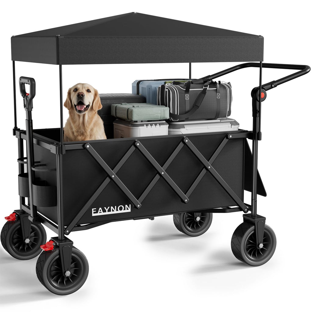Collapsible Wagon with 300lbs Capacity, 150L Heavy Duty Utility Cart, Black T972238